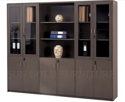 Современный стальной шкаф для хранения документов офисной мебели со стеклянной дверью (SZ-FC027)