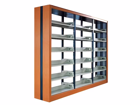 Двухсторонний стальной деревянный книжный шкаф для библиотеки/книжной полки/офисной мебели/книжной полки