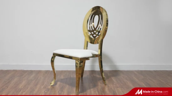 Оптовый штабелируемый обеденный стул из нержавеющей стали из золота, стулья для свадебного банкетного зала